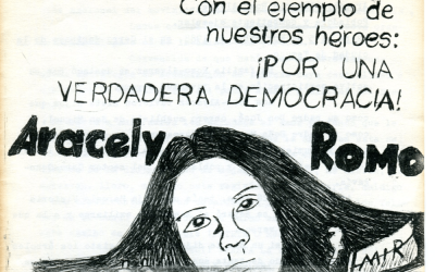 Folleto sobre Aracely Romo Álvarez titulado «Con el ejemplo de nuestros héroes»
