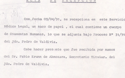 Documento de recepción de cuerpo, en el marco de búsqueda de Vitalio Mutarello