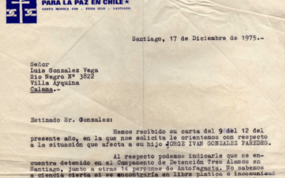 Carta a Luis González Vega, representante de la familia de Jorge González Paredes