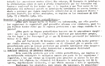 Declaración de Comisión Regional de Derechos Humanos «El terrorismo y El Mercurio de Antofagasta»