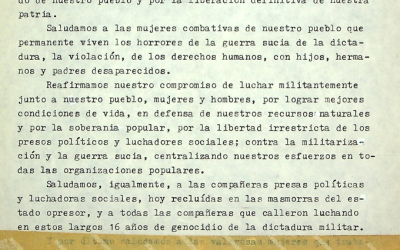 Declaración de Taller Encuentro en conmemoración del Día Internacional de la Mujer