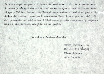 Carta dirigida a la presidenta de la Comisión de Derechos Humanos de Tocopilla