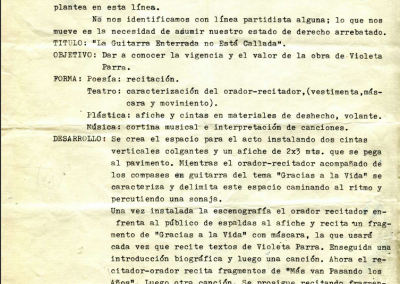 Documento descriptivo de actividad de homenaje a Violeta Parra