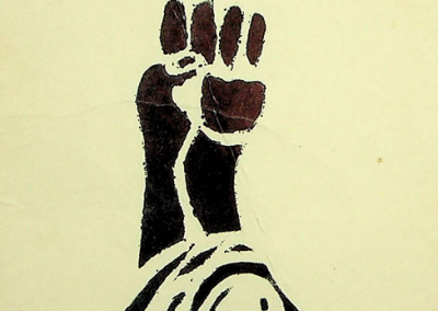 Tarjeta gráfica de Taller Encuentro con inscripción «Conquista la libertad luchando»
