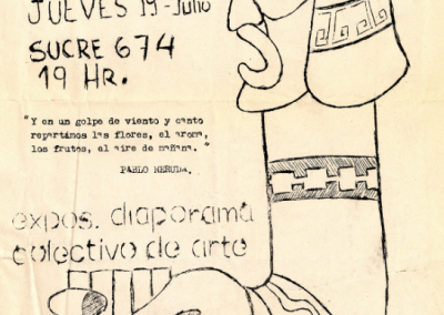 Afiche de exposición de arpilleras