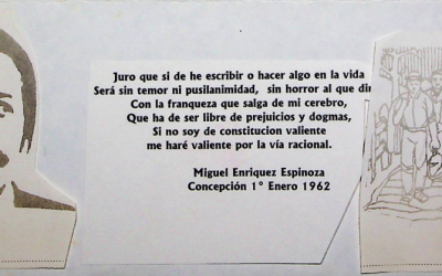 Maqueta de invitación para presentación de libro «Miguel Enríquez. Con vista a la esperanza»