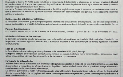 Informativo comisión nacional prisión politica y tortura