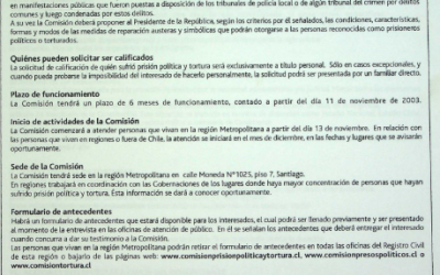 Informativo Comisión Nacional Prisión Política y Tortura