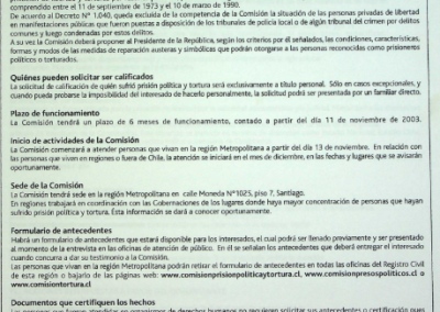 Informativo Comisión Nacional Prisión Política y Tortura